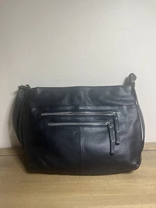 Tolle American Pebbled Leather Works Crossbody Umhängetasche schwarz 100% Rindsleder - Bild 1 von 6