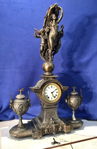 RARE ANTIQUE USA SETH THOMAS SONS &CO ,STRIKE,ANGELS,FIGURAL METAL BRONZE CLOCK Cover