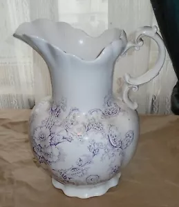 Antique 1880s Homer Laughlin Hand Painted Floral Large 12 Inch Water Pitcher H - Picture 1 of 8