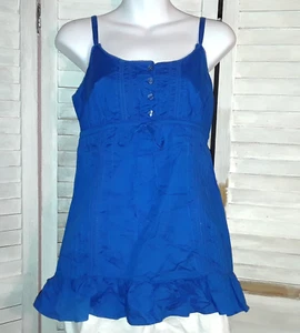 Faded Glory Ladies Blouse Size L (12/14) Adjustable Spaghetti Straps Ruffle Hem - Picture 1 of 11