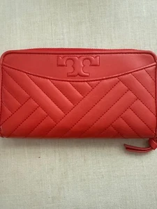 Tory Burch Alexa Zip Continental Wallet Poppy Orange - Picture 1 of 8