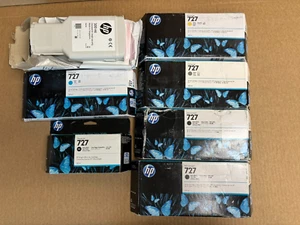7 OEM HP 727 DesinJet T920,T1000 CMYG,MBK,PK Ink F9J78,77,80,C1Q12A ,B3P23A - Picture 1 of 11