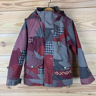 Burton Dryride Jacket Kids XS 3/4 Red Grey Check Snowboard Winter Coat - Image 1 of 4
