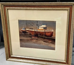 R.A Ritchie Allen Benson Original Watercolor Painting 'Pescador" Fishing Boat - Picture 1 of 6