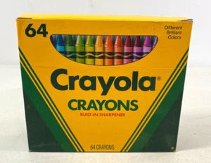 Vintage 1990 Binney & Smith Crayola 64 crayones con afilador incorporado hecho en EE. UU. - Imagen 1 de 12