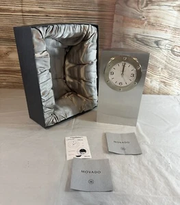 New MOVADO Art Deco Modern Metal Mantel Shelf Clock with Original Box 8" Tall - Picture 1 of 10