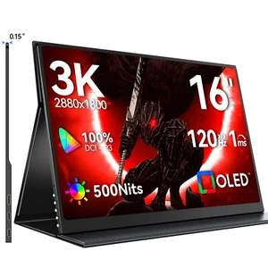 16” OLED Portable Monitor 2880x1800 Laptop Monitor 120Hz Gaming Screen 100000:1 - Picture 1 of 9