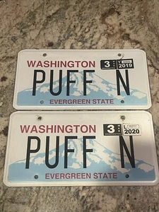 Washington Personalized License Plate Pair PUFF N - Picture 1 of 2
