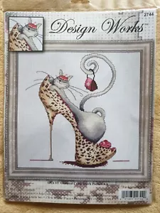KIT PUNTO CROCE CONTATO DESIGN WORKS FASHIONISTA CAT MARILYN ROBERTSON - Foto 1 di 2
