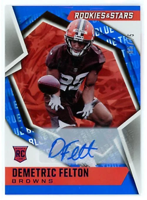 Demetric Felton 2021 Panini Rookies & Stars Blue # 191 RC Auto 65/75 Cleveland B - Image 1 of 2