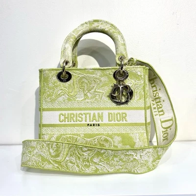 CHRISTIAN DIOR LADY D-LITE TOILE DE JOUY REVERSE EMBROIDARY 2WAY BAG - Green - Изображение 1 из 4