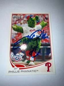 Tarjeta de béisbol firmada por Philadelphia Phillies Phanatic Topps Mascot - Imagen 1 de 1
