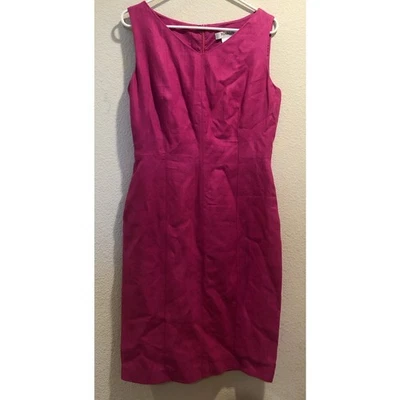 Max Mara Pink 100% Linen V-Neck Sleeveless Knee Length Sheath Dress Size 10 - Image 1 of 4