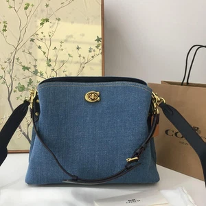 COACH Willow Shoulder Bag CS243 Indigo Denim Blue Shoulder Bag Outlet New - Picture 1 of 10