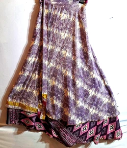 Incredible-art Vintage Silk Sari Magic Wrap Skirt Reversible Double Layer skirt, - Picture 1 of 6