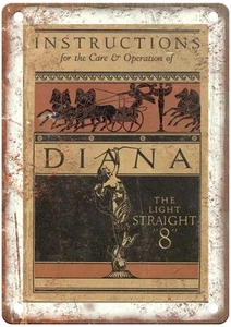 1927 Diana Handbuch Oldtimer Auto Werbung Retro Look Blechschild AN3308 - Bild 1 von 2