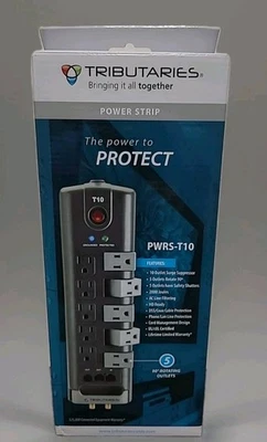 Tributaries 10 Outlet Swivel Power Strip w Surge Supression, Filtering PWRS-T10 - Image 1 of 4