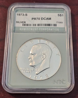 1973-S Eisenhower Silver Dollar PR70 DCAM  - Key Date! - Image 1 of 3