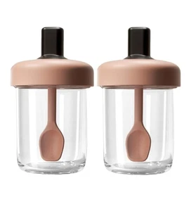 Confezione da 2 contenitori per avena da notte con coperchi e cucchiai, 13,5 once rosa + rosa  - Foto 1 di 7