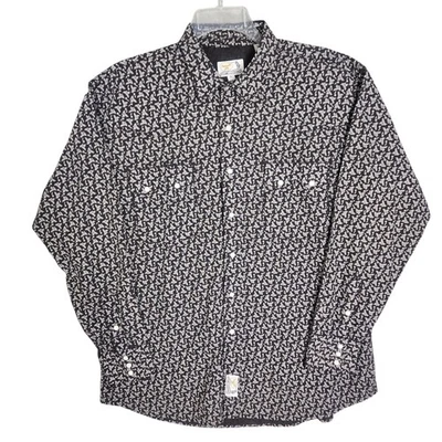 Panhandle Slim Men's Western Night Black Floral Vines Shirt Pearl Snap Size XL - Image 1 of 4