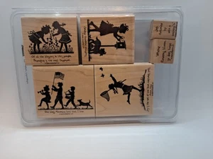 Stampin' Up (2003) New! "Thankful Thoughts" Wood Mounted Rubber Stamps Set Of 6 - Picture 1 of 5
