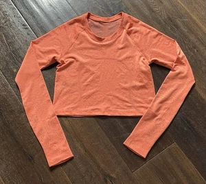 NWOT Lululemon Swiftly 2.0 Cropped Long Sleeve  Sz4 Orange/Lunar Rock Race $78 - Picture 1 of 4