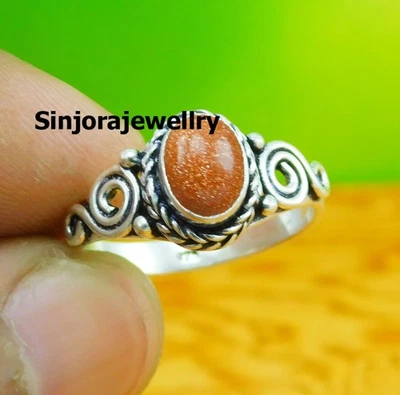Anello regalo fatto a mano in argento sterling 925 pietra del sole misura... - Immagine 1 di 4