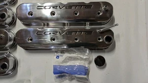 Corvette LS Polished Aluminum Valve Cover Set With Polished Bolts + Oil Cap - Picture 1 of 15