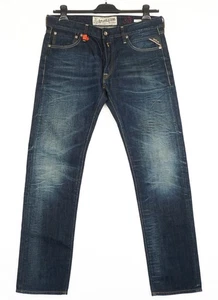 Pantalones de mezclilla Replay Lenrick ajustados rectos azul oscuro desteñidos talla W33 L32 - Imagen 1 de 10