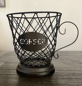 Rustic Coffee Wire Holder Coffee Mug Kup Metal Storage Basket - Picture 1 of 4