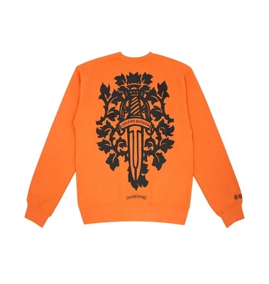 Sudadera Chrome Hearts Vine Dagger Para Hombre Pequeña Naranja Negra Logo Grande Cuello Redondo Foto 1 de 4