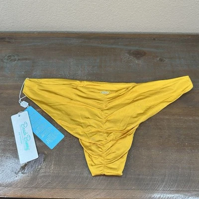 Brand New Beach Bunny Angela Skimpy Bikini Bottoms Size 14 Gold Yellow - Image 1 of 4