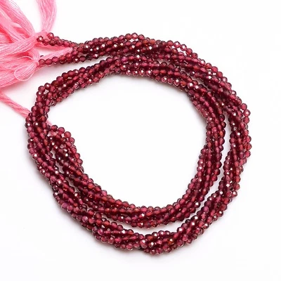 Cuentas micro facetadas redondas de piedras preciosas granate rodolita natural 2,5-3 mm hilo 12,5" Foto 1 de 2
