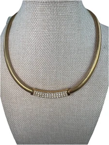 Vintage Swarovski Goldtone Collar Necklace Pave Crystal Bar Signed Elegant - Picture 1 of 5
