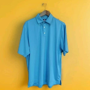 FOOTJOY Polo Shirt Men Large Short Sleeve Blue Golf Enbroidered Logo Thin Stripe - Picture 1 of 13