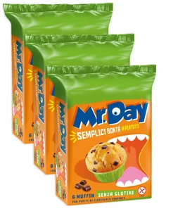 3X Mr.Day Muffin con Pepite di Cioccolato Fondente Senza Glutine 252g - Picture 1 of 8