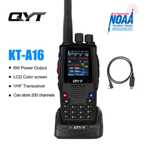 QYT KT-A16 Air Band Radio 6W 10 NOAA Weather Forecast Channels Transmit + Cable - Photo 1/10