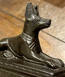 Escultura de piedra tallada a mano pesada canina perro dios anubis egipcio coleccionable - Imagen 1 de 10