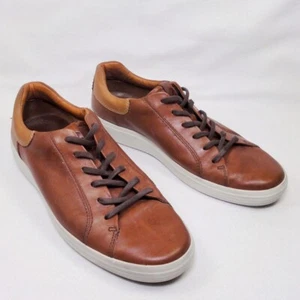 Ecco Soft City Sneakers Men 11 EU 45 Cognac Brown Leather Lace Up Shoes - Picture 1 of 9