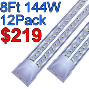 12 Pack 144W LED Shop Light Garage 8FT T8 Integrated Led Tube Light Bulbs 6500K - Picture 1 of 11