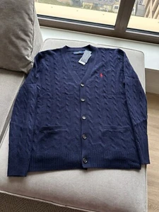 Polo Ralph Lauren navy wool cashmere cardigan men’s M Medium - Picture 1 of 6