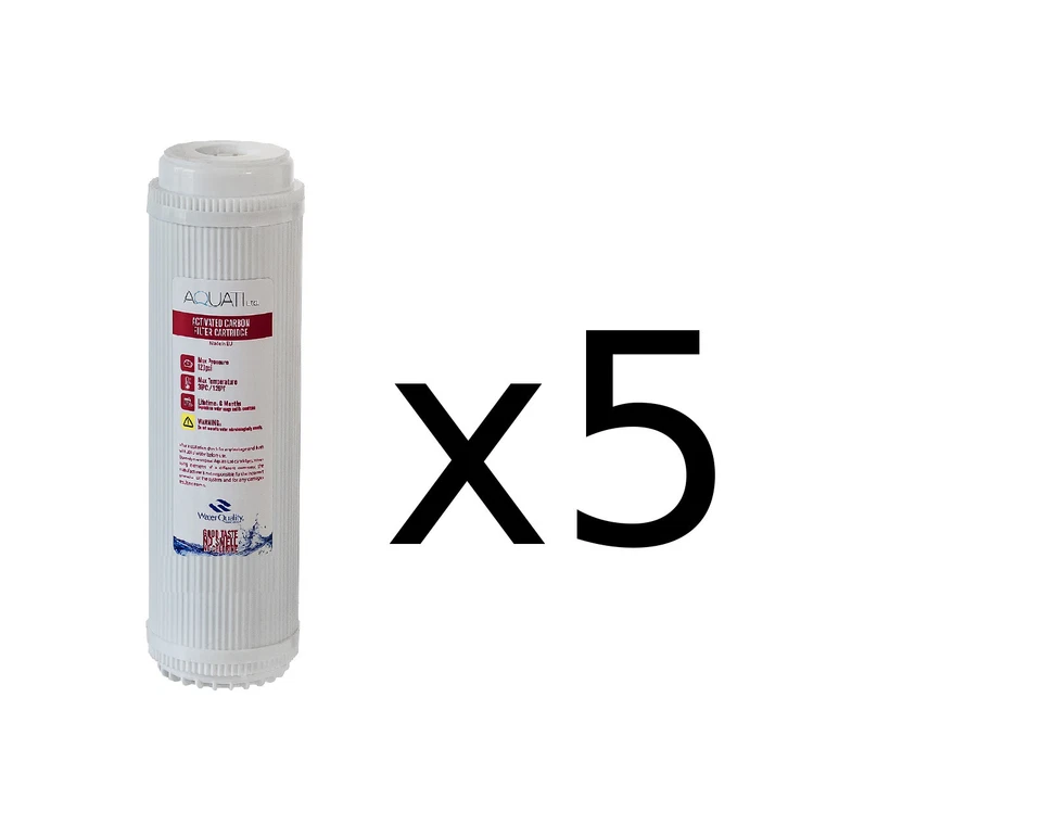 5 x Aquati Water filter cartridge GAC activated coconut carbon replacement 10"