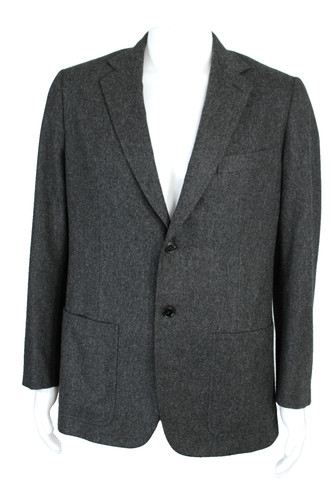 HERMÈS Giacca blazer uomo HERMES grigio antracite lana tessuto intagliato risvolto 52