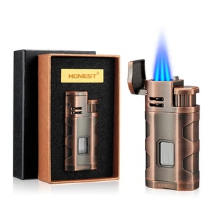 Metal Cigar Lighter Butane 3 Torch Jet Flame Lighter With Cigars Punch Accessor - Picture 1 of 21
