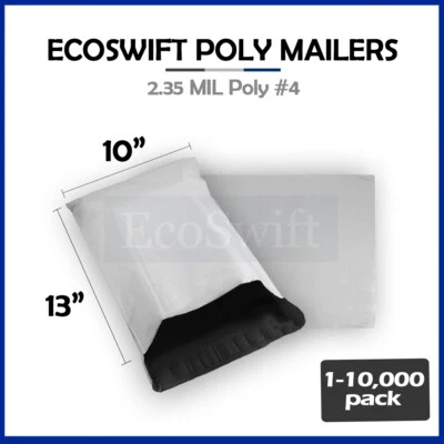 1-10000 10 x 13 "EcoSwift" Poly Mailers Envelopes Plastic Shipping Bags 2.35 MIL