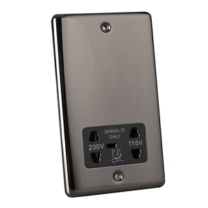 Caradok Shaver socket 115v/230v dual voltage Black Nickel, Black Insert - Picture 1 of 1