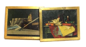 Reproduction Wall Art Still Life Prints 8x7 Gold Wood Frame Set 2 - Picture 1 of 10