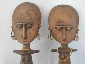  WOODEN AFRICAN STATUE. GHANA DOLL / STATUE AFRICAINE EN BOIS. POUPEE GHANA - Picture 1 of 9