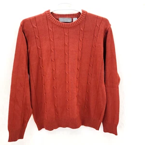 Oscar De La Renta Sweater Men's XL Burnt Orange Cable Knit Pullover Casual - Picture 1 of 8
