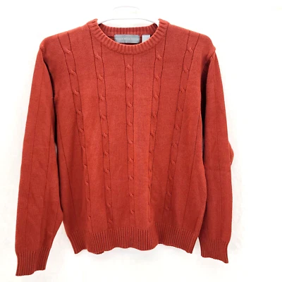 Oscar De La Renta Sweater Men's XL Burnt Orange Cable Knit Pullover Casual - Image 1 of 4